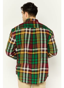 GANT Men Relaxed Fit Plaid Long Sleeves Causal Shirt, Green  - Image 4