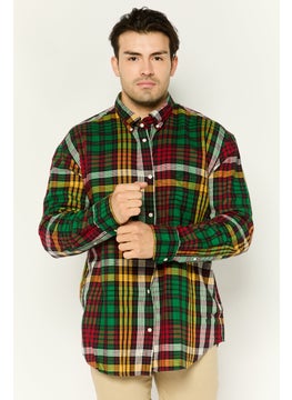 GANT Men Relaxed Fit Plaid Long Sleeves Causal Shirt, Green  - Image 1