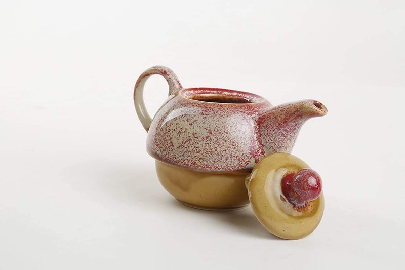 Caffeine Ceramic Handmade Pink Studio 2 in1 Tea Pot (Set of 1, Single Kettle with Cup) - Image 4