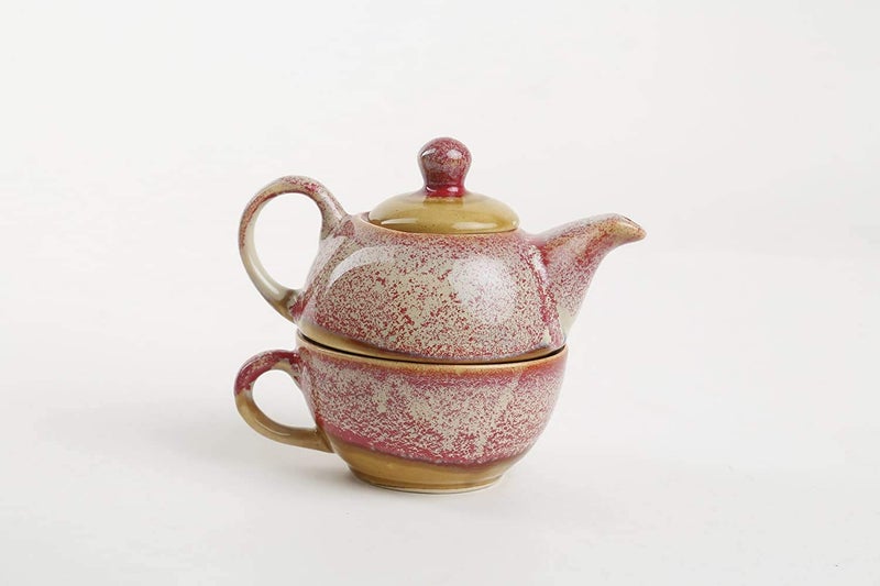 Caffeine Ceramic Handmade Pink Studio 2 in1 Tea Pot (Set of 1, Single Kettle with Cup) - Image 2