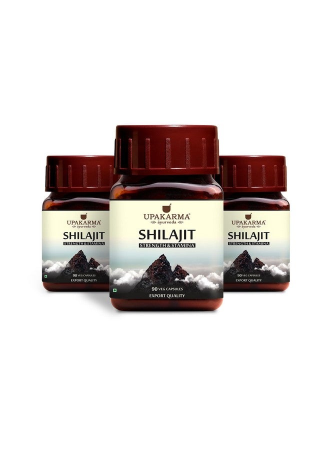 UPAKARMA Shilajit | Pure Extract Based (300 mg), Natural Strength & Stamina Booster |Lab Tested, R&D Backed 90 Veg Capsules- Pack of 3 - Image 1