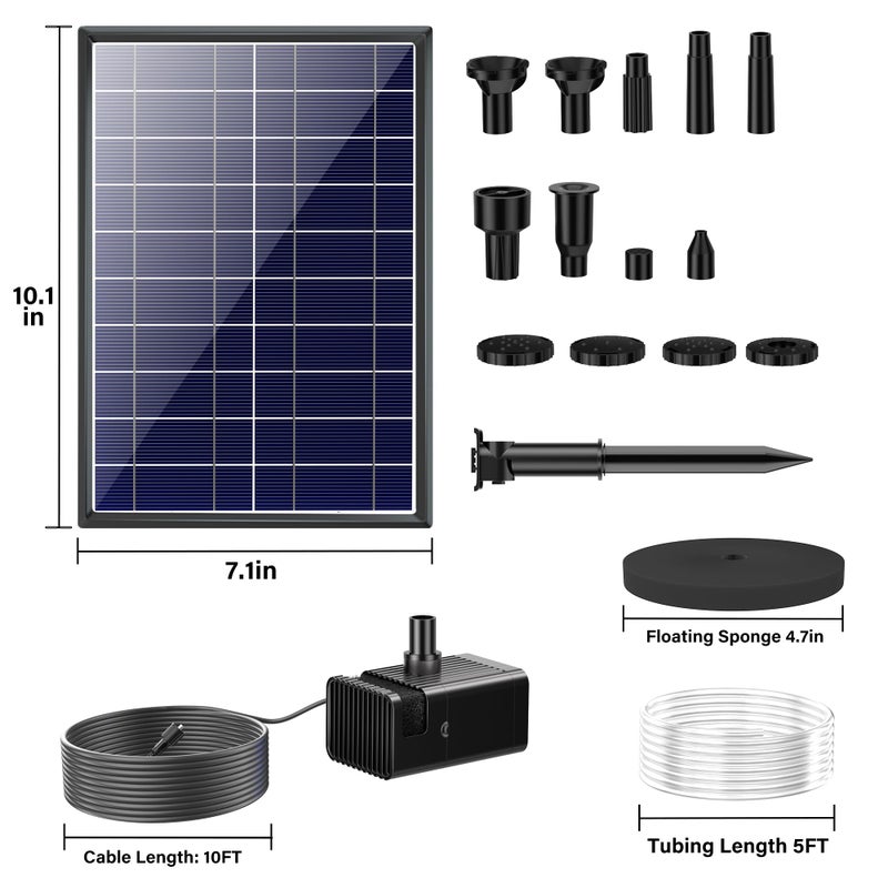 Biling 7.5W Solar Water Pump Outdoor, Solar Pond Pump Solar Fountain with DIY 5ft Tubing for Samll Ponds, Garden Pool and Bird Bath - Image 5