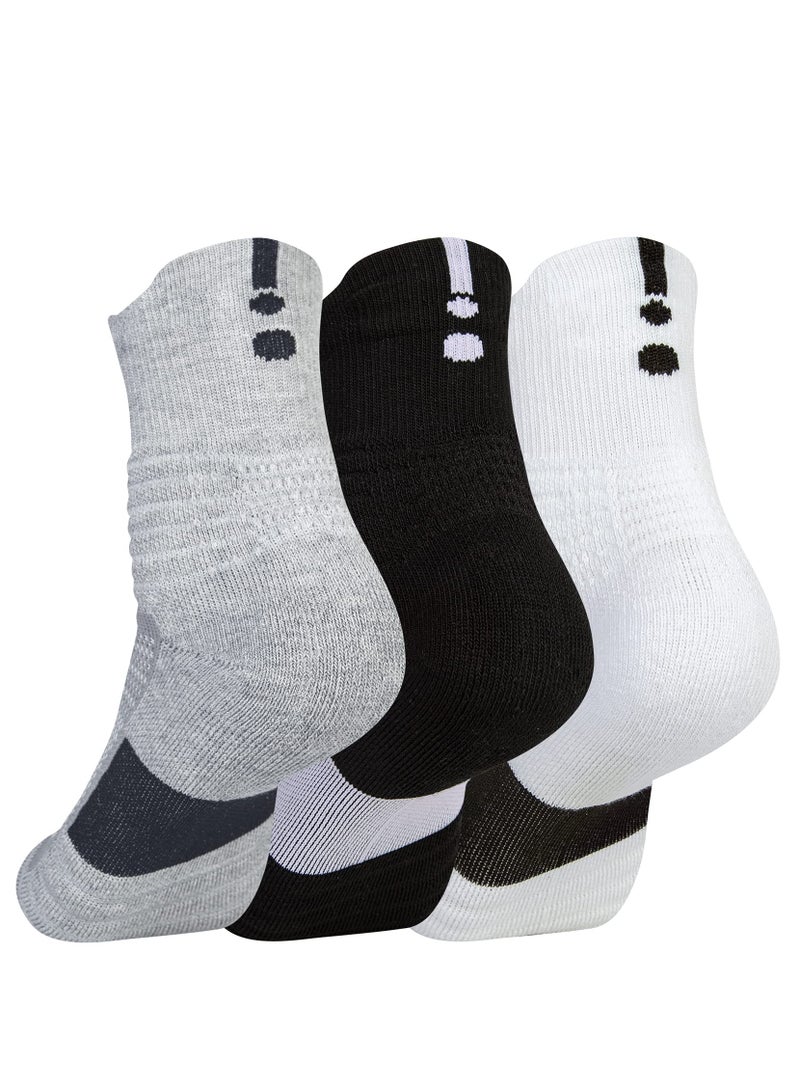 Generic Basketball Socks, Men's Sports Socks Thickened Mid Tube Badminton Socks Running Socks Outdoor Elite Socks, Sweat Absorbing Non-Slip Basketball Socks for Teens and Adults (3 Pairs) - Image 1