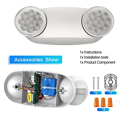 Spectsun Lighting 2 Pack Emergency Light, Wall Mount, UL 924 Certified, Battery Backup, 2 Bug Eye Heads, Commercial Lighting Fixtures - Image 5