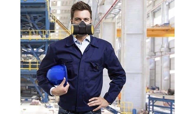 MAXADIL Chemical Respirator Paint Gas Double Cartridge Double Filter Carbon Silicone Antivirus with Inbuilt Filter Chemical Half Face Respirator (Multi Color) - Image 2