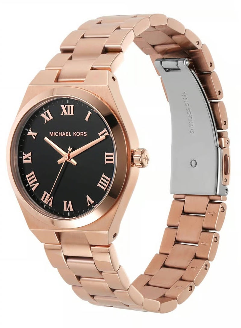 MK Lennox Three-Hand Rose Gold-Tone Stainless Steel Watch-7392 - Image 3