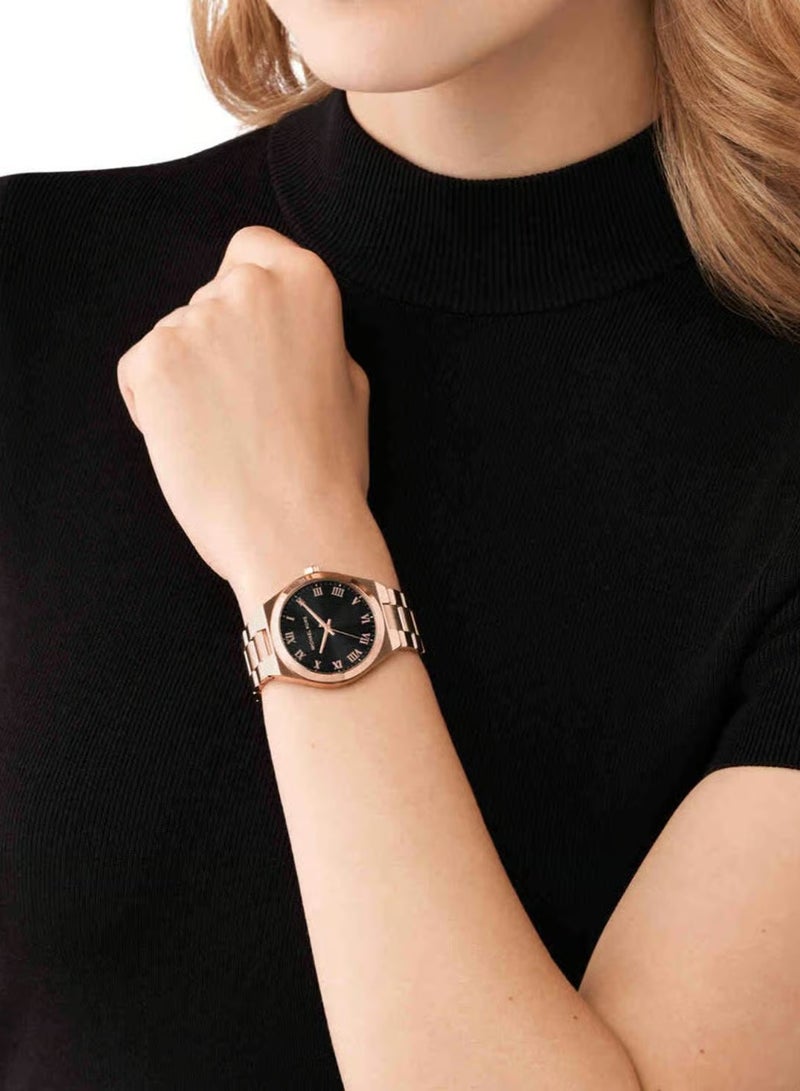 MK Lennox Three-Hand Rose Gold-Tone Stainless Steel Watch-7392 - Image 5