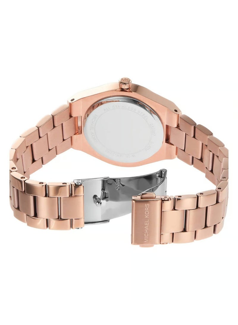 MK Lennox Three-Hand Rose Gold-Tone Stainless Steel Watch-7392 - Image 2