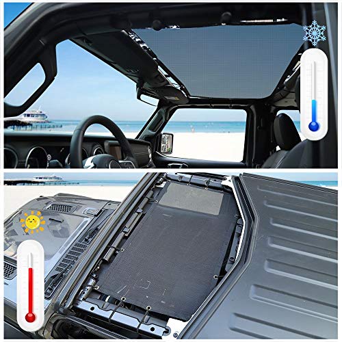 JeCar JL Sunshade Mesh Bikini Top Roof Sun Shade Exterior Accessories Compatible with Jeep Wrangler 2018-2023 JL JLU & 2020-2023 Gladiator JT, Black - Image 4