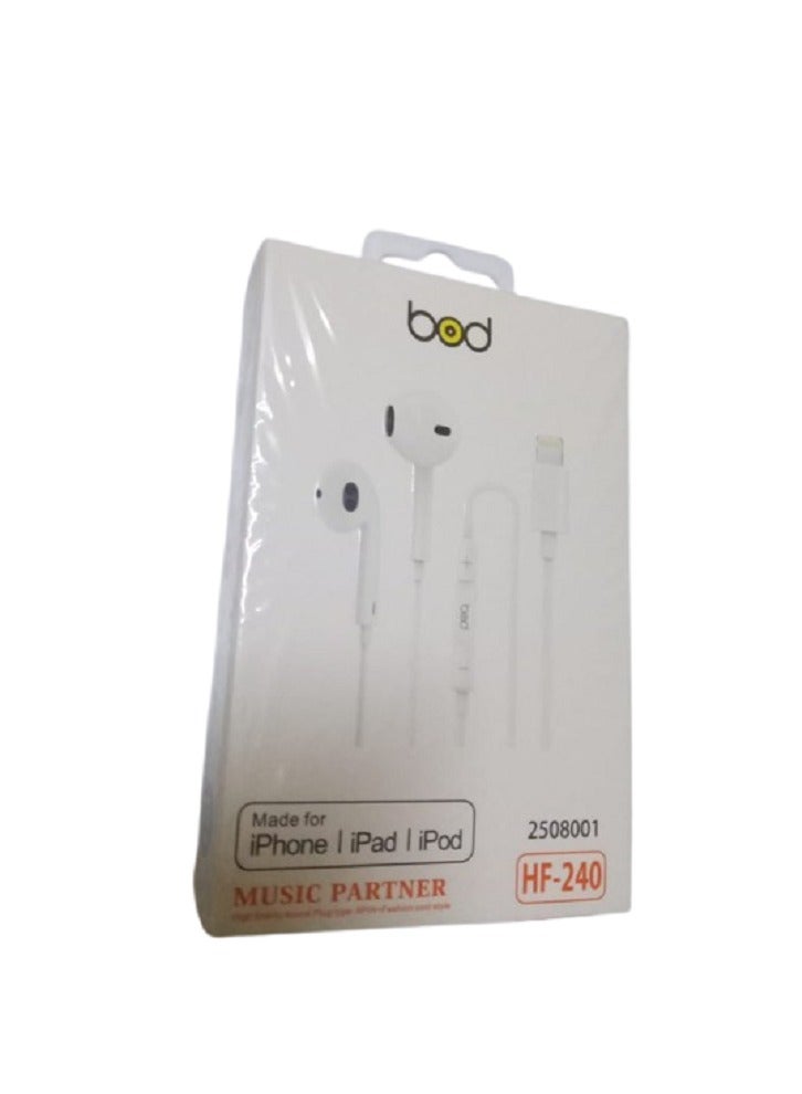 BOD Introducing our White Wired Earbuds with a Lightning Connector! Enjoy rich sound quality and a comfortable fit, perfect for music, podcasts, or audiobooks. Elevate your listening experience on the go! - Image 4