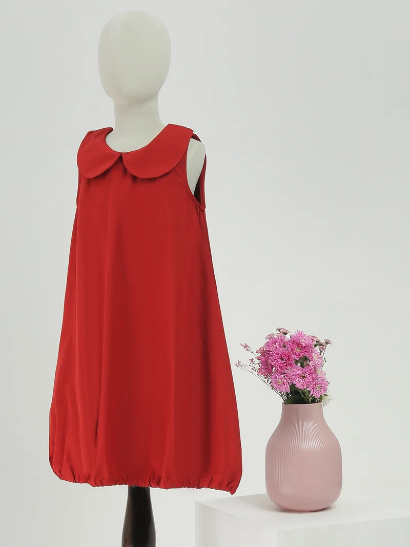 جلو باص Globus Girls Red Peter Pan Collar Flared Hem Balloon Party Mini Dress