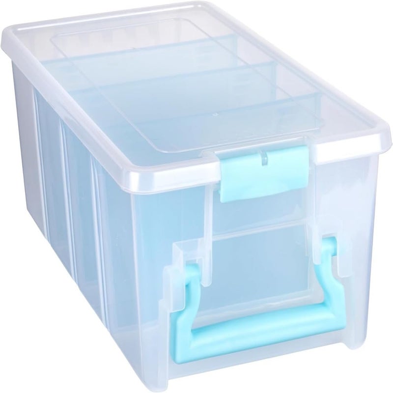 ArtBin 6925AA Semi Satchel with Removable Dividers Portable Art  Craft Organizer with Handle 1 Plastic Storage Case Clear with Aqua Accents - Image 3