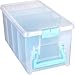 ArtBin 6925AA Semi Satchel with Removable Dividers Portable Art  Craft Organizer with Handle 1 Plastic Storage Case Clear with Aqua Accents - Image 2
