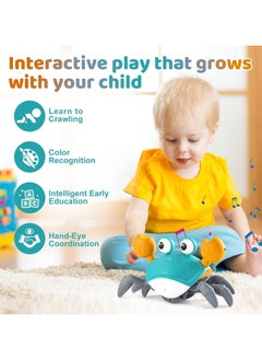 HOME 4 YOU Crawling Crab Toy, Baby Toys 0-6 6-12 Months Toys for 1 2 3 Year Old Boys Sensory Toys for Babies Crab Toy Gifts for 1-3 Year Old Girls Boys Toddler Toys Crab Toy Birthday Present (Blue)  - Image 3