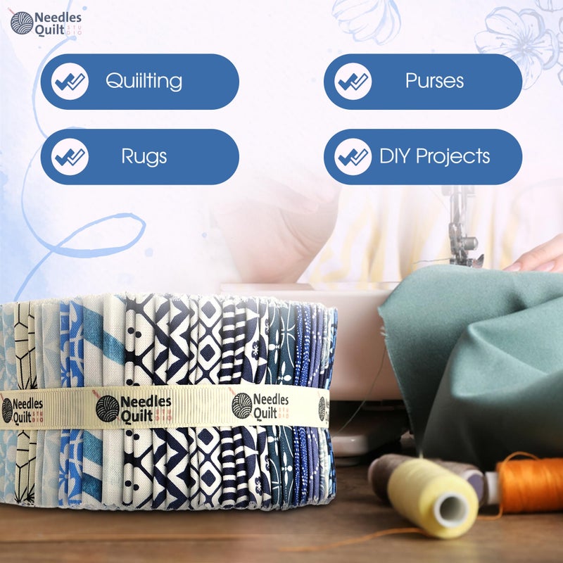 NEEDLES QUILT STUDIO Jelly Roll Fabrics for Quilting Clearance 40 Strip 2.5" x 44" | Cotton Strips Bundles â€“ Perfect Quilting Fabric for Sewing, Precut Quilt Projects, and DIY Crafts (Beach House) - Image 5