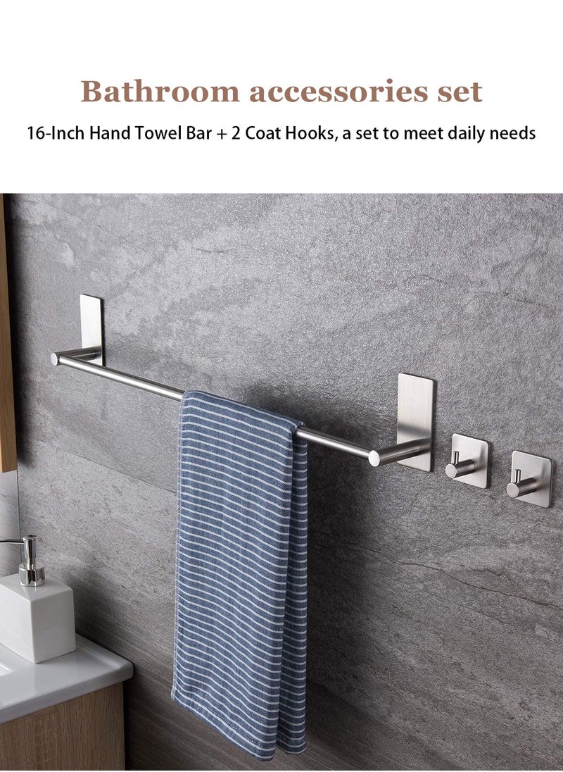 HomarKet 16-Inch Towel Bar - Self Adhesive Bathroom Towel Holder with 2 Packs Towel Hooks, Stainless Steel Bathroom Hardware Accessory Kit, No Drilling  - Image 3