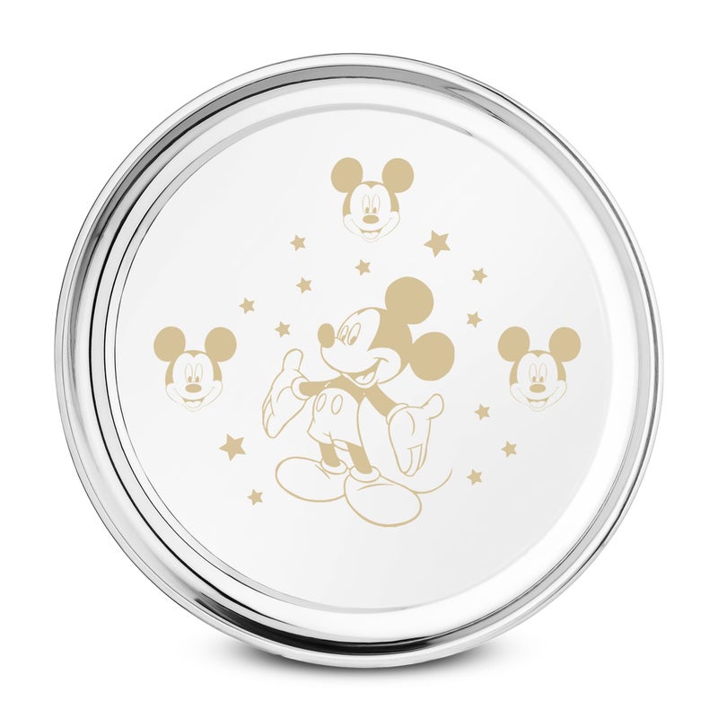 JSI أطباق عشاء من الفولاذ المقاوم للصدأ للأطفال من JSI، مجموعة من 2 قطعة - القطر - 26 سم | تصميم ميكي ماوس المنقوش بالليزر | مقاوم للتآكل والتمزق | لمسة أنيقة ومقاومة للصدأ - Image 2