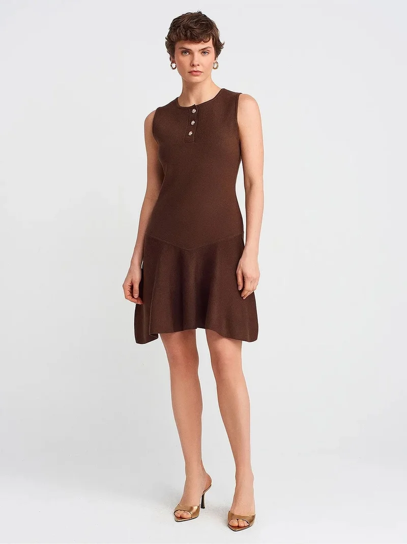 DILVIN Sleeveless Seamless Knit Skater Mini Dress