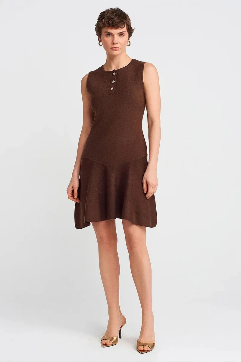 DILVIN Sleeveless Seamless Knit Skater Mini Dress
