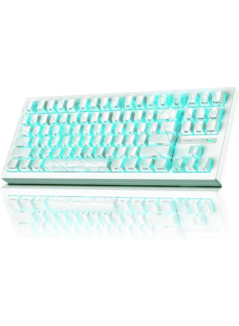 ZORNHER ZH870 Wireless Gaming Mechanical Keyboard,80% Black Custom Creamy Sound Keyboard with White Spider Web IMD PC Keycaps,Creamy Sounding Linear Switches,Hot-Swappable,RGB Backlit - Image 1