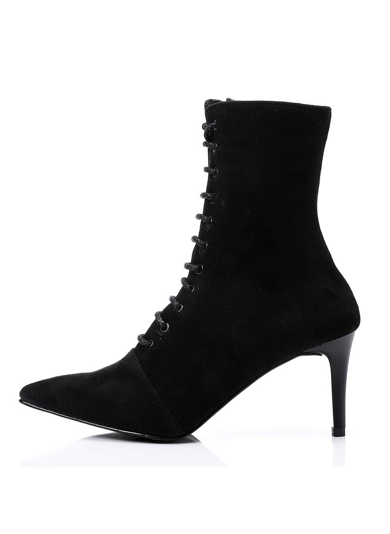 Mr.joe Lace Up And Zipper Closure Pointed Toecap Ankle Boots - Black  - Image 3