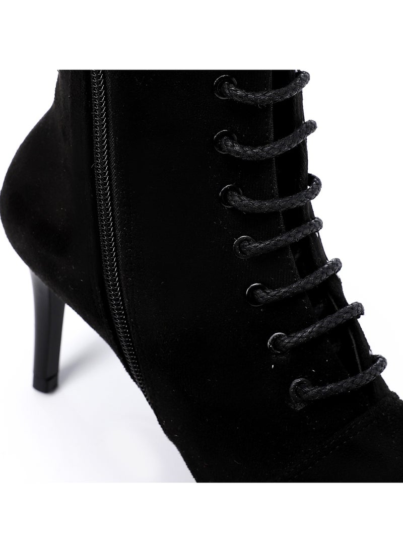 Mr.joe Lace Up And Zipper Closure Pointed Toecap Ankle Boots - Black  - Image 5