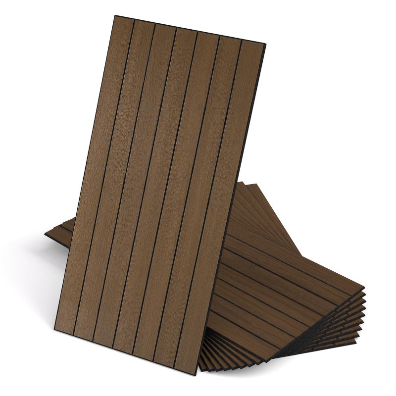 WADILE ألواح جدارية خشبية لاصقة وقابلة للإزالة WADILE 12"x24" لوحة PVC خشبية زخرفية عازلة للصوت ذاتية اللصق لغرفة المعيشة غرفة النوم جدار مميز (ليس خشب حقيقي) - عبوة 10 - Image 1