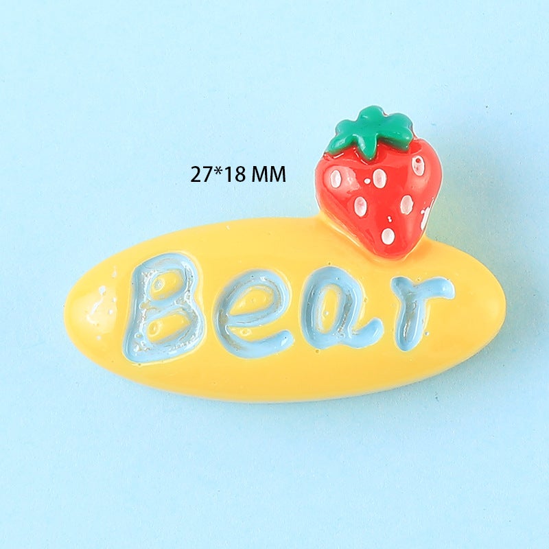 Resin Accessories Strawberry Letter Brand diy Jewelry Cream Glue Phone Case Decorative Box Patch Shoes Clothes Hairpin Material 396#05 Strawberry Alphabet