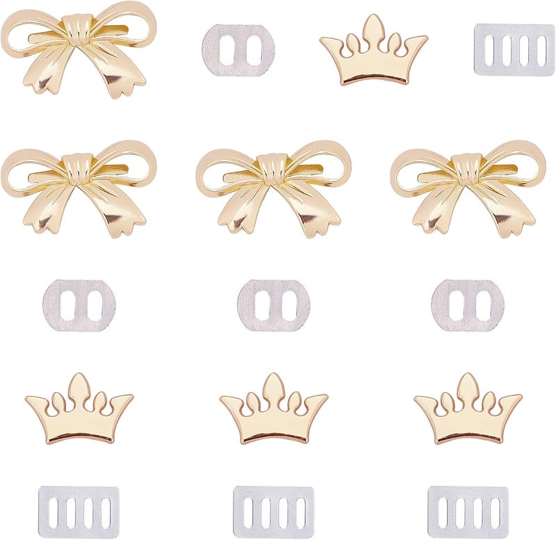 klarako 2 Styles Bag Decorative Buckles, 8 Sets Metal Purse Decorative Clasps Crown Bowknot Shape Coat Shoes Dress Decoration Button with Shims for Clothing Wedding Sewing Crafts Accessories - Image 1
