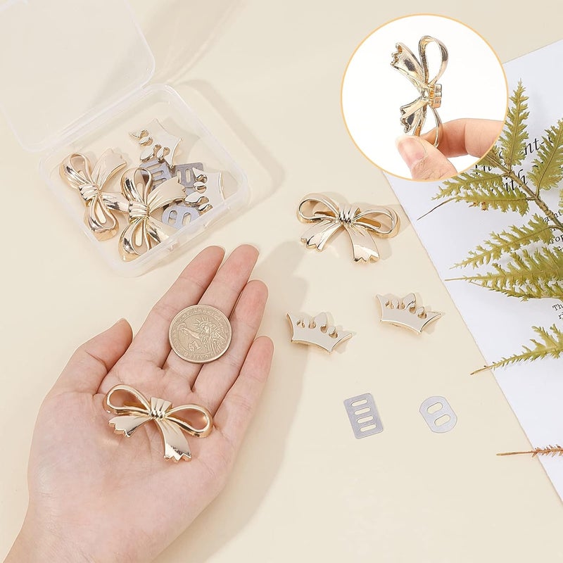 klarako 2 Styles Bag Decorative Buckles, 8 Sets Metal Purse Decorative Clasps Crown Bowknot Shape Coat Shoes Dress Decoration Button with Shims for Clothing Wedding Sewing Crafts Accessories - Image 5