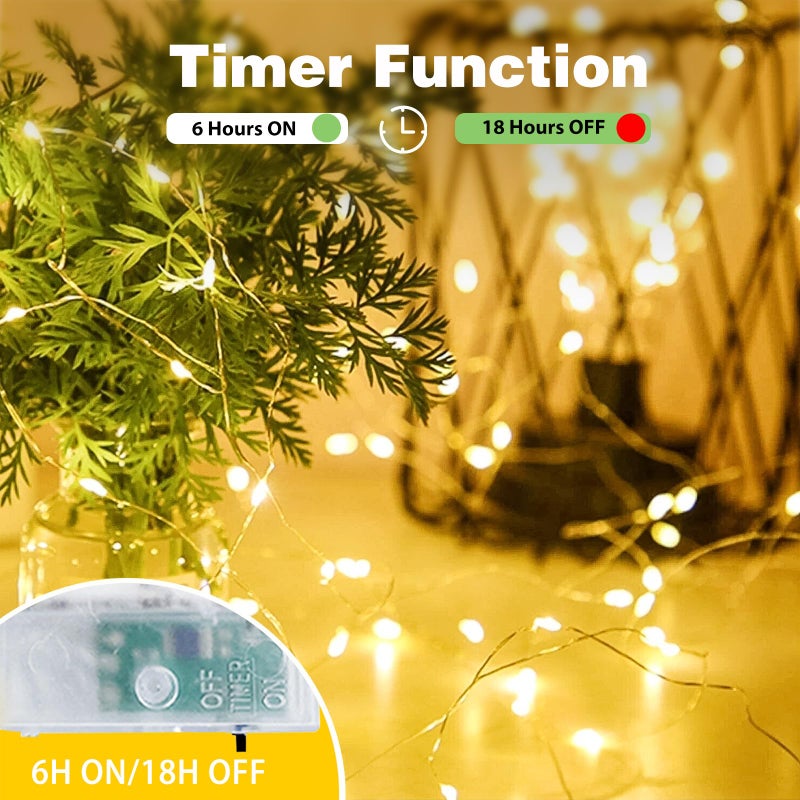 EXF 4-Pack Fairy Lights Battery Operated with Timer, Waterproof 16FT 50 LED String Lights Indoor Outdoor, Cuttable Starry Fairy Lights for Home Bedroom Classroom Dorm Wedding Christmas Decor (Warm White) - Image 3