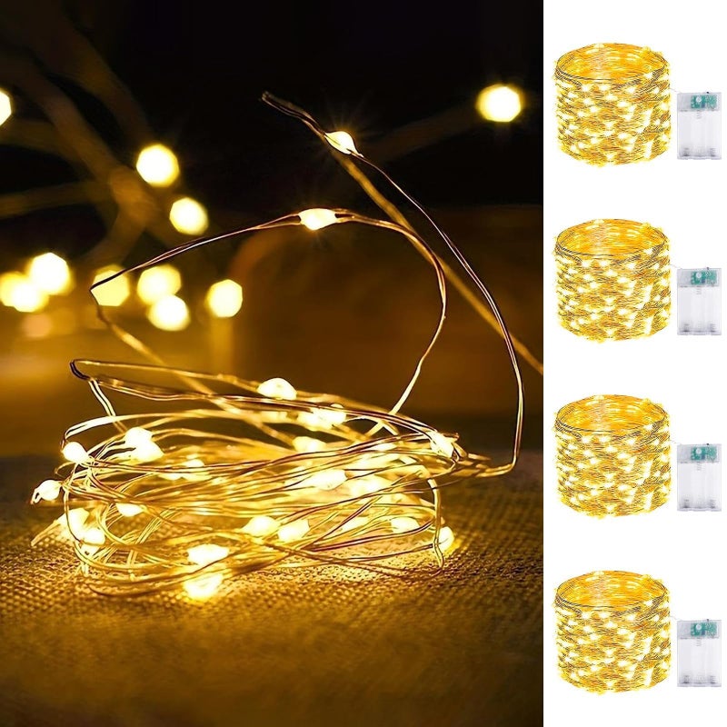 EXF 4-Pack Fairy Lights Battery Operated with Timer, Waterproof 16FT 50 LED String Lights Indoor Outdoor, Cuttable Starry Fairy Lights for Home Bedroom Classroom Dorm Wedding Christmas Decor (Warm White) - Image 1