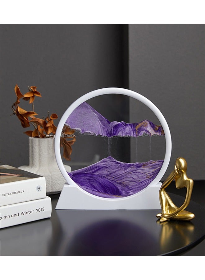 Mesmerizing Deep Sea Sandscapes Motion Display, 12inch 3D Hourglass Art Picture with Flowing Sand in Round Frame for Relaxing Desktop, Home, and Office Decor - Image 1