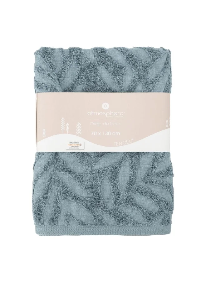 atmosphera Tencel Pattern Cotton Shower Towel Blue 70 x 130 cm 194378F