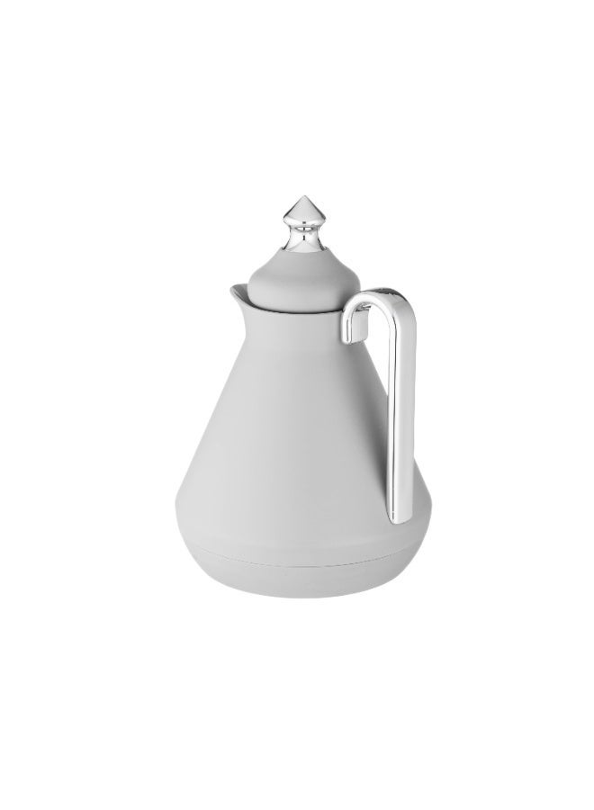 Host 🍃🫖 A luxurious 1-liter tea thermos in an elegant gray color with a shiny silver handle – a sophisticated touch for tea hospitality - Image 4