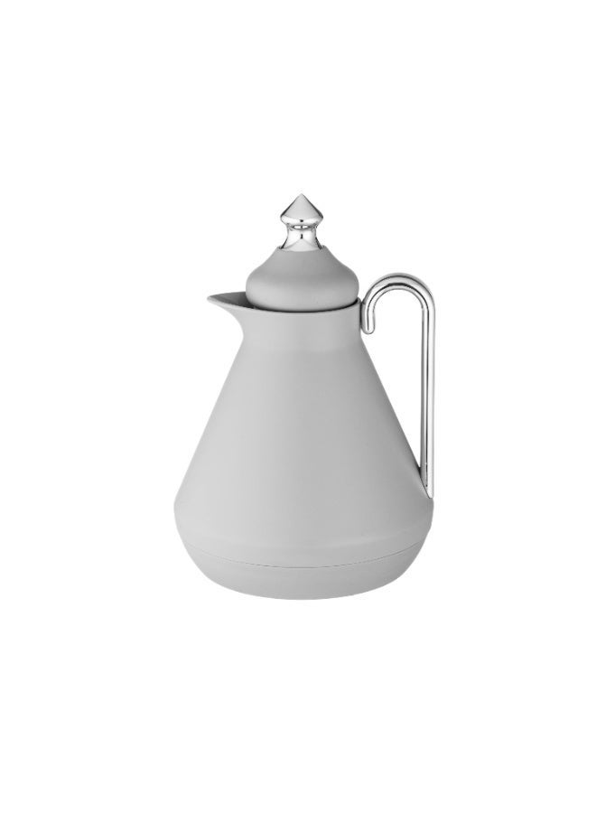 Host 🍃🫖 A luxurious 1-liter tea thermos in an elegant gray color with a shiny silver handle – a sophisticated touch for tea hospitality - Image 2