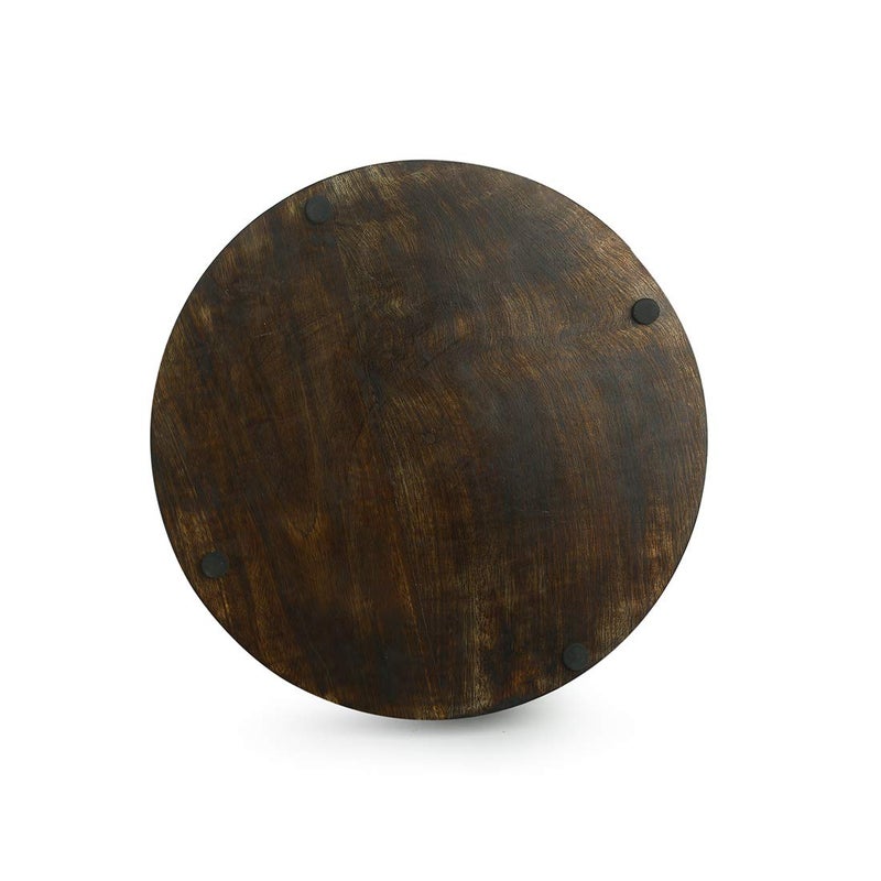 ExclusiveLane 'Oasis Serves' Hand-Painted Round Breakfast Trays For Serving Tea Coffee In Mango Wood - Decorative Snacks Tray For Serving Tray For Home Kitchen Table Tray For Dinning Table Accessories - Image 5