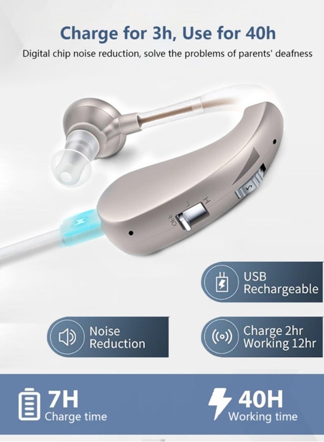Generic Hearing Aid, Hearing Aids for Seniors with Noise Cancelling and Volume Control, Rechargeable Hearing Aids for Hearing Loss, Silver  - Image 5