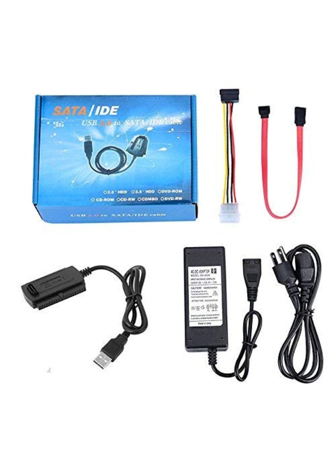 ساتا كابل محول USB 2.0 إلى SATA/PATA/IDE لمحركات الأقراص الصلبة، متوافق مع اللوائح الأمريكية (أحمر، أصفر، أسود) - Image 1
