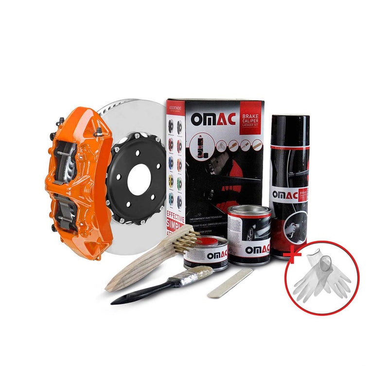 OMAC High Temperature Brake Caliper Paint System Kit, Heat Resistant Coating, Epoxy Paint Based System, Arizona Orange (Glossy) - Image 1