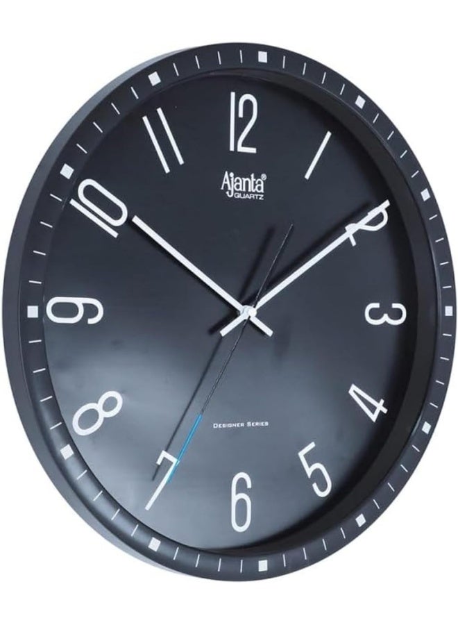 Ajanta Designer Wall Clock 6087 – Black Glossy Frame, Dome Glass, Silent Sweep, Luxury White Dial with Silver Markers | Noiseless for Home & Office - Image 1