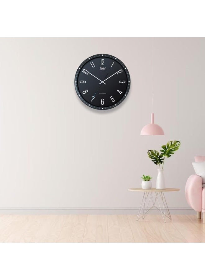 Ajanta Designer Wall Clock 6087 – Black Glossy Frame, Dome Glass, Silent Sweep, Luxury White Dial with Silver Markers | Noiseless for Home & Office - Image 2