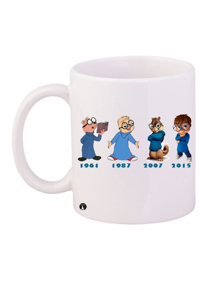 RYN Alvin And The Chipmunks Printed Coffee Mug White/Blue/Brown 11ounce