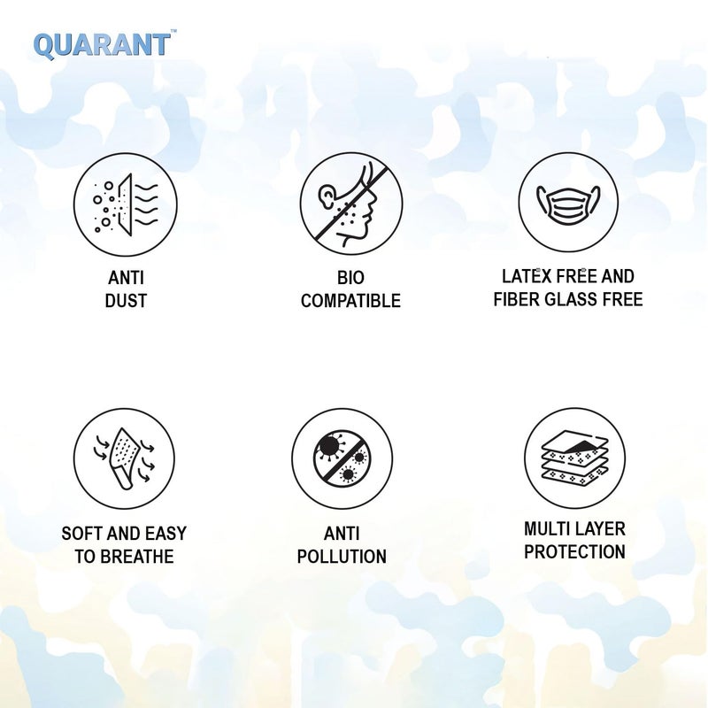 QUARANT قناع وجه مصمم مزدوج من قماش SMMS 4 طبقات مع مشبك أنف وحقيبة سفر قابلة لإعادة الاستخدام، موضة آمنة (تصميم تمويه، عبوة من 50) للجنسين - Image 3