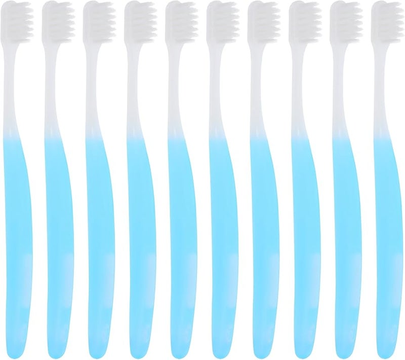 فرشاة أسنان سفر زرقاء سماوية 10 قطع ناعمة جدًا ورفيعة للثة الحساسة مدمجة محمولة للعناية بالأسنان - Image 2