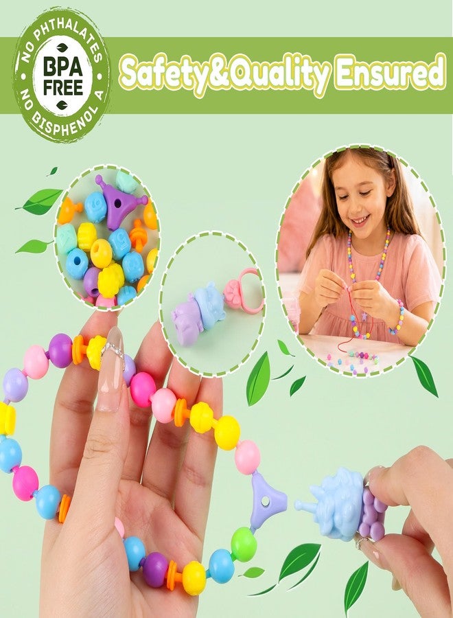 DPAPDI Animal Pop Beads Jewelry Making Kit with Snap & String Activities, DIY Bracelet Necklace Ring & Keychain Craft Set for Girls Ages 3-8, Birthday Gift with Storage Box - Image 5