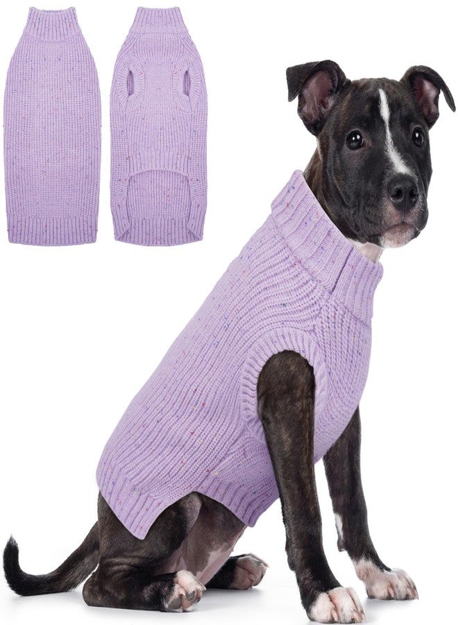 بوماي بوريتي كنزة للكلاب من بوميبوريتي - كنزة بدون أكمام منقطة للحيوانات الأليفة مع ياقة عالية وقصة مرنة تناسب السلالات الصغيرة والمتوسطة، قميص كلاب منقطة ملونة لجلسات تصوير عيد الميلاد، مقاس متوسط، بنفسجي - Image 1