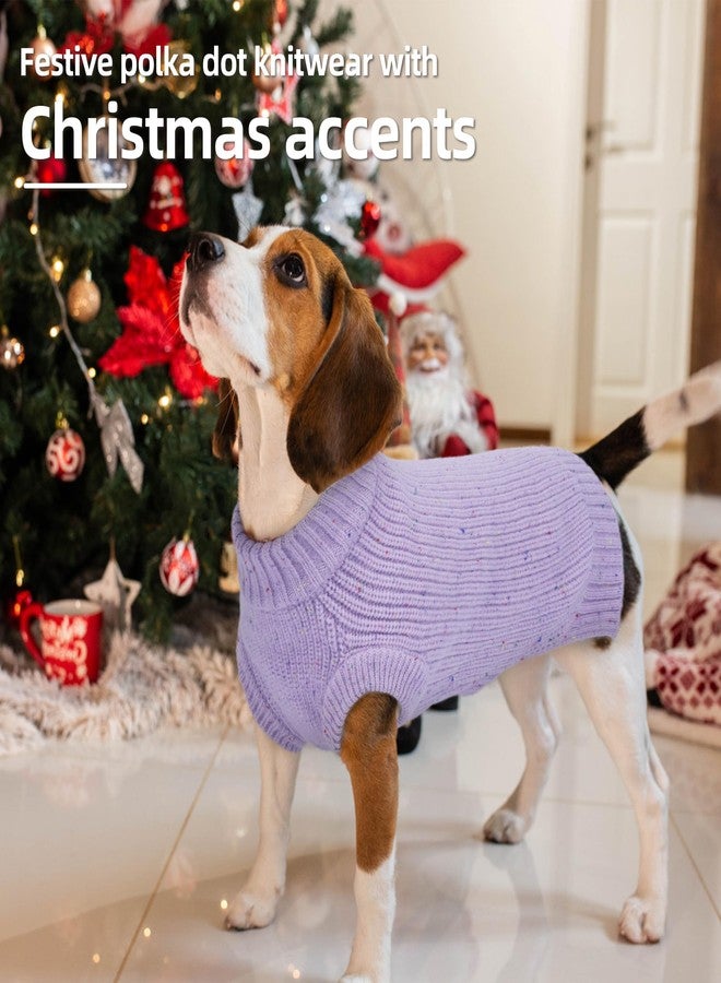 بوماي بوريتي كنزة للكلاب من بوميبوريتي - كنزة بدون أكمام منقطة للحيوانات الأليفة مع ياقة عالية وقصة مرنة تناسب السلالات الصغيرة والمتوسطة، قميص كلاب منقطة ملونة لجلسات تصوير عيد الميلاد، مقاس متوسط، بنفسجي - Image 5