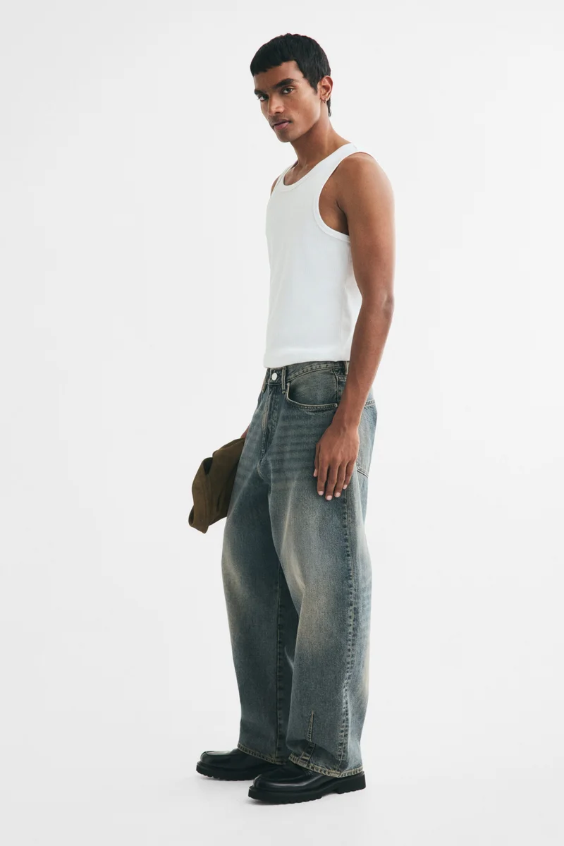 H&M  Baggy Barrel Jeans for Men | Best Price UAE