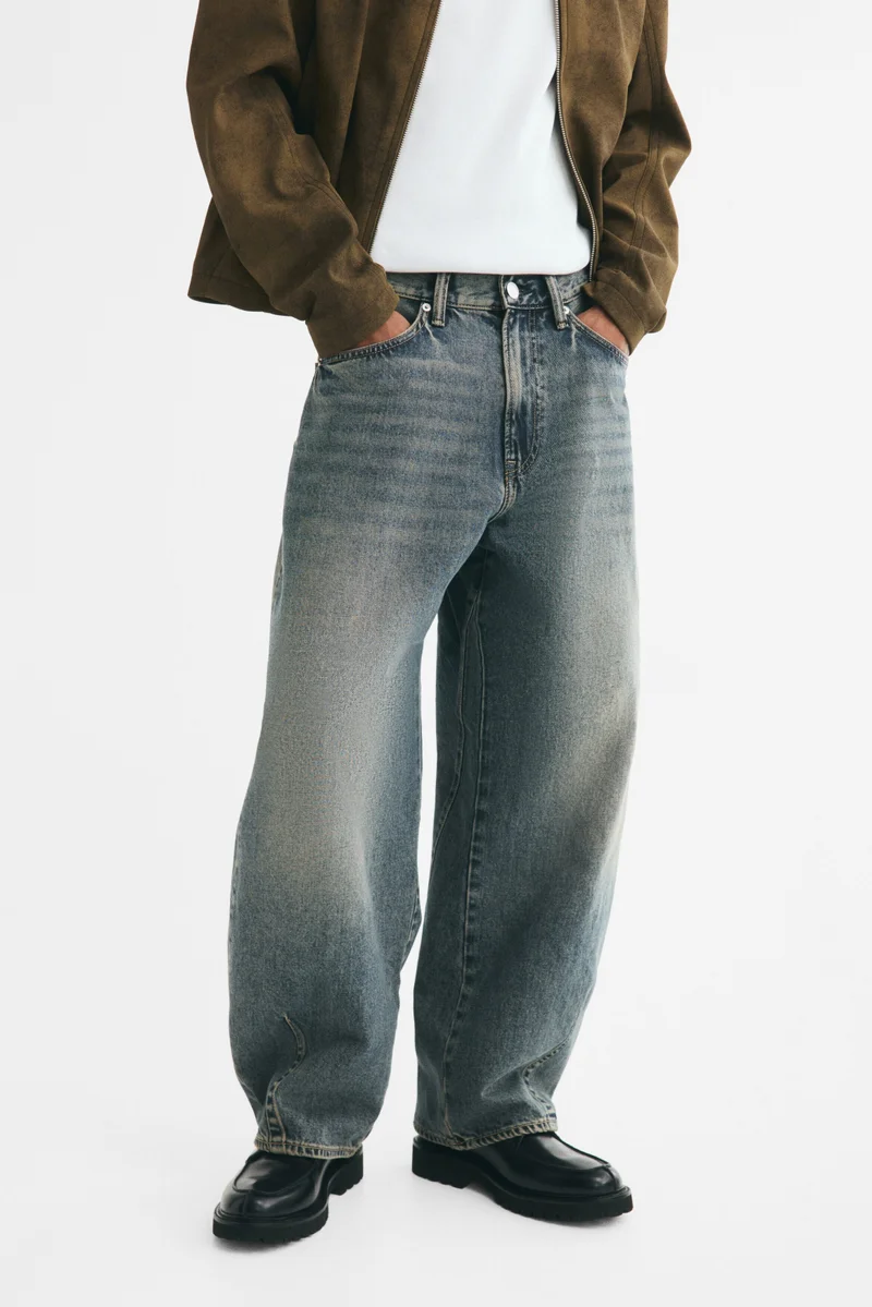 H&M  Baggy Barrel Jeans for Men | Best Price UAE